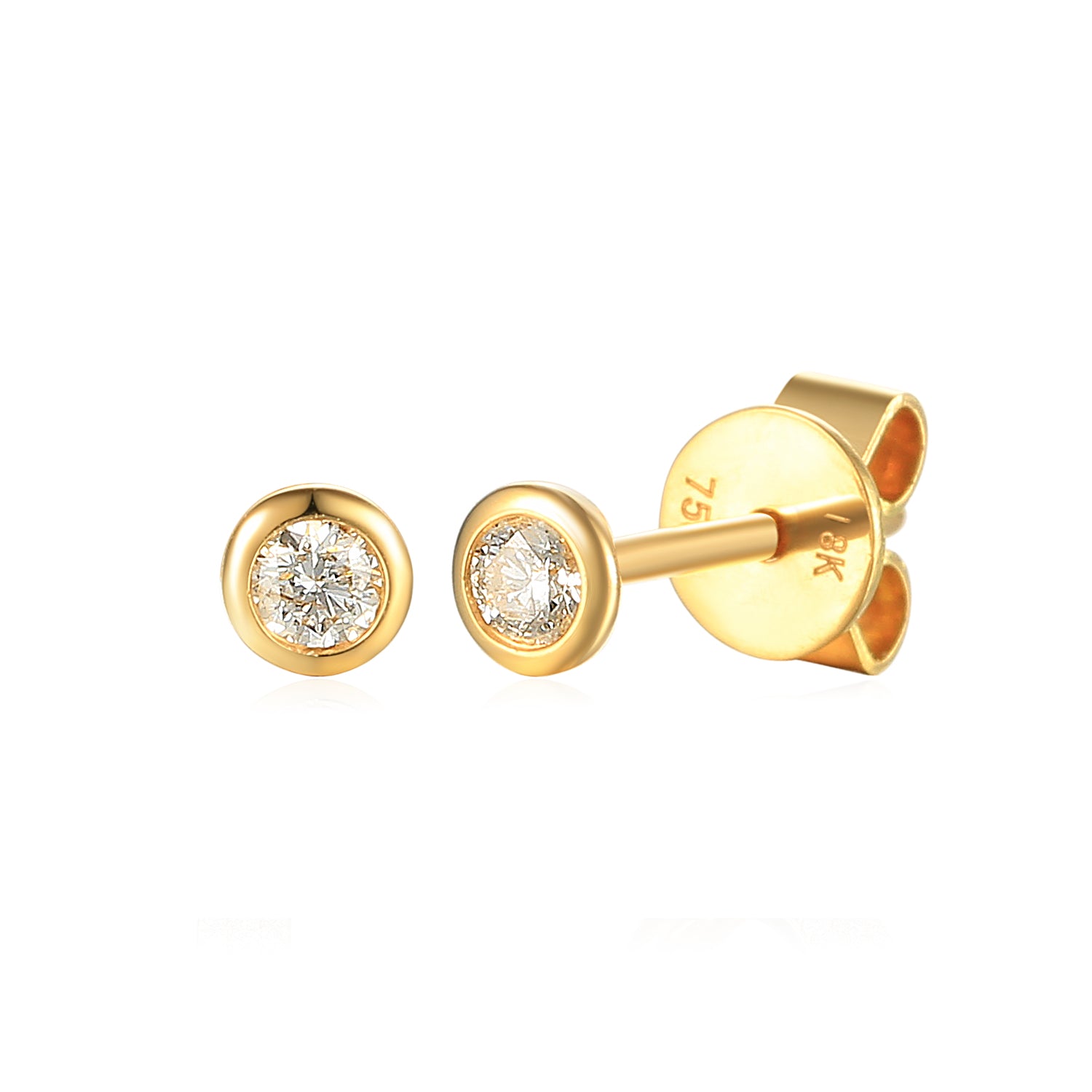 Rubover Small Round Diamond Stud Earrings