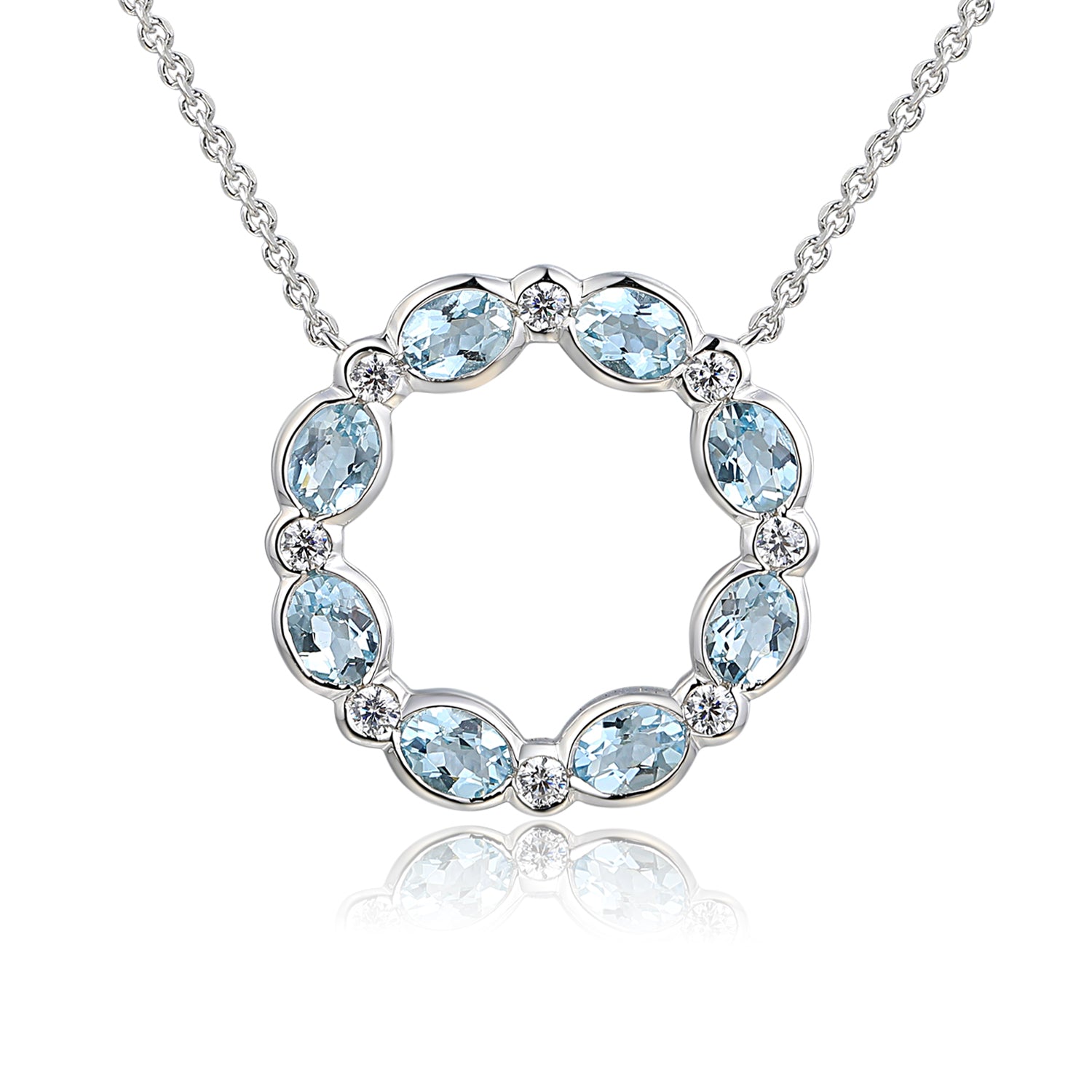 Oval Gemstone & Diamond Circle Necklace