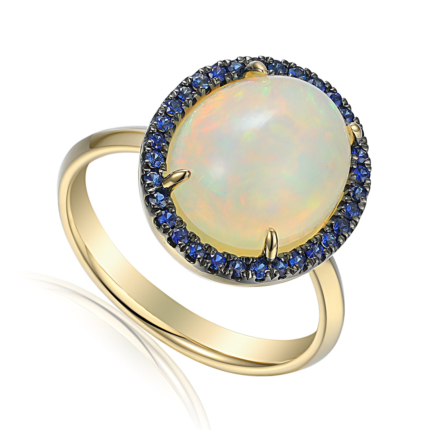 Oval Opal Sapphire Cluster Ring