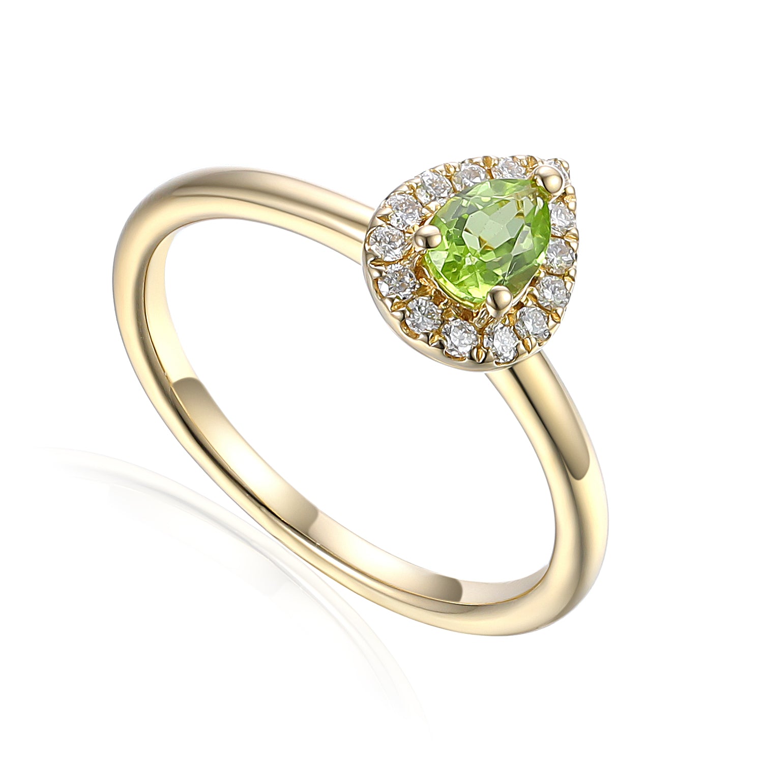 August Birthstone Pear Shape Peridot and Diamond Cluster Ring