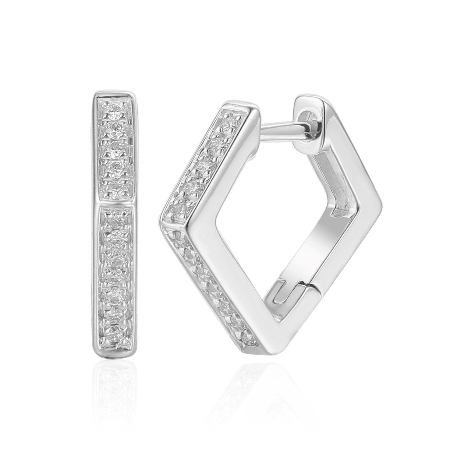 Diamond Square Shape Hoop Earrings