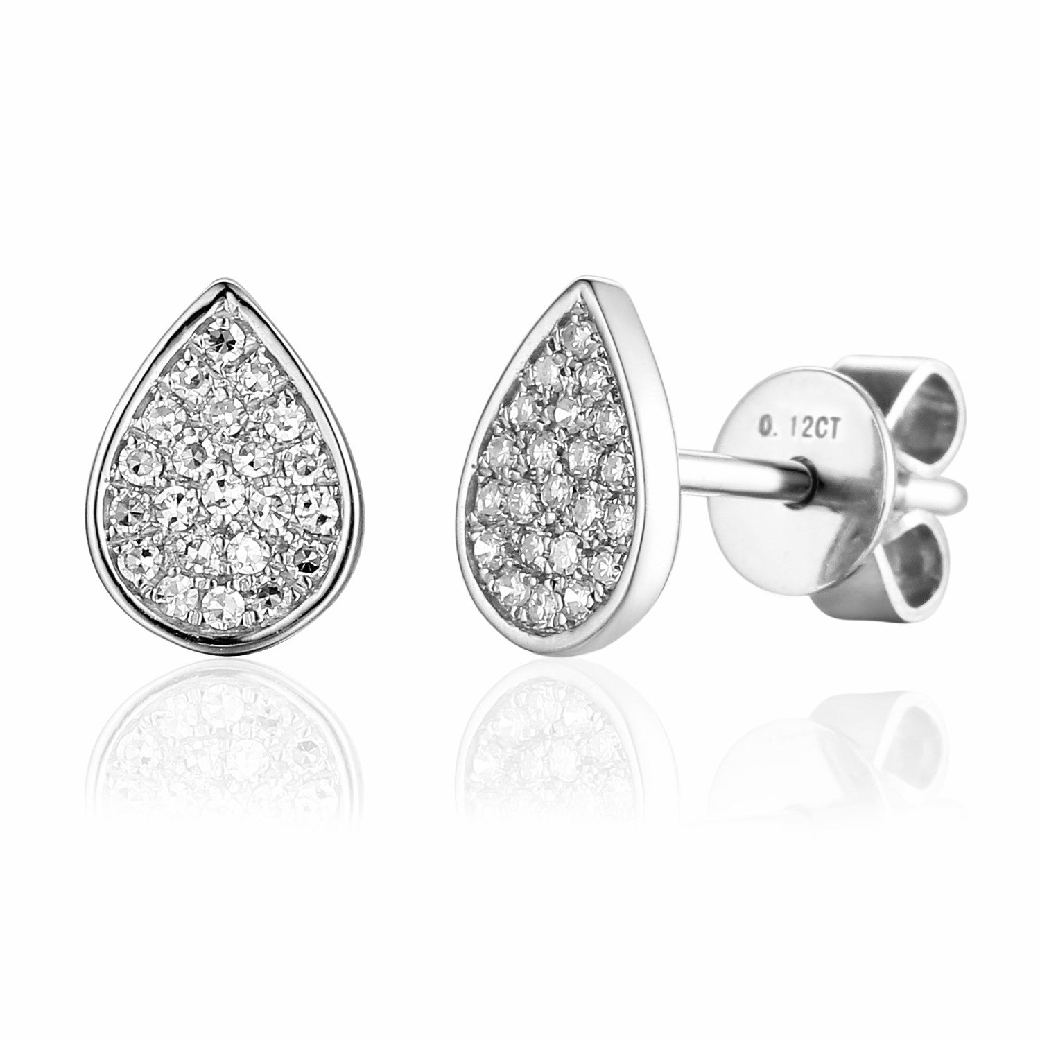 Pave Pear Shape Geometric Stud Earrings